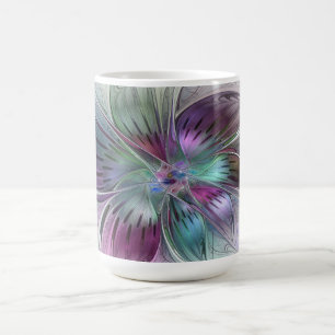 Colorful Abstract Flower Modern Floral Fractal Art Coffee Mug