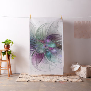 Colorful Abstract Flower Modern Floral Fractal Art Fabric