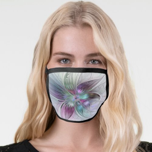 Colorful Abstract Flower Modern Floral Fractal Art Face Mask