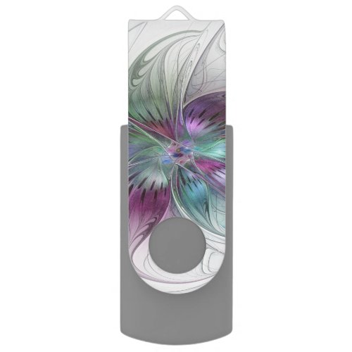 Colorful Abstract Flower Modern Floral Fractal Art Flash Drive