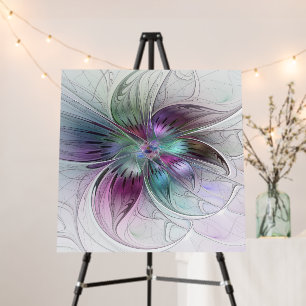 Colorful Abstract Flower Modern Floral Fractal Art Foam Board