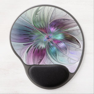 Colorful Abstract Flower Modern Floral Fractal Art Gel Mouse Pad