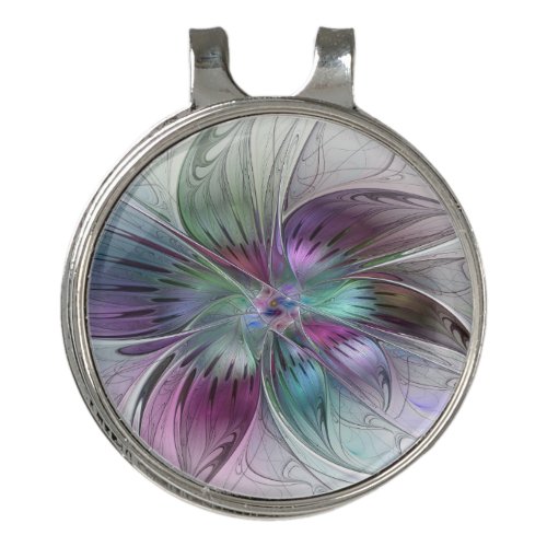 Colorful Abstract Flower Modern Floral Fractal Art Golf Hat Clip