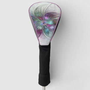 Colorful Abstract Flower Modern Floral Fractal Art Golf Head Cover
