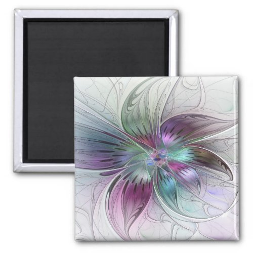 Colorful Abstract Flower Modern Floral Fractal Art Magnet