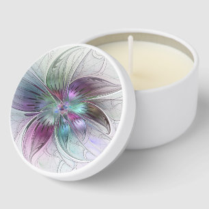 Colorful Abstract Flower Modern Floral Fractal Art Mini Candle Favors