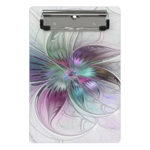 Colorful Abstract Flower Modern Floral Fractal Art Mini Clipboard