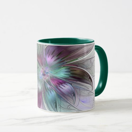 Colorful Abstract Flower Modern Floral Fractal Art Mug