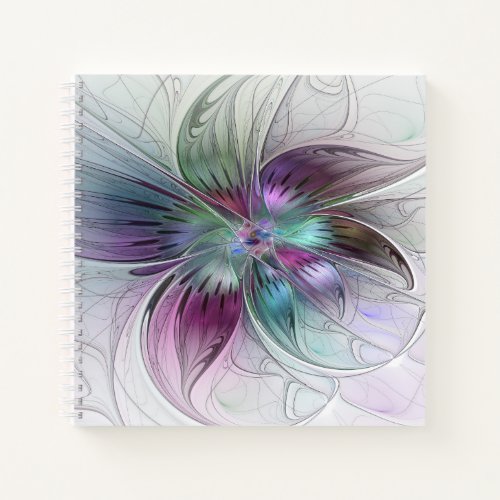 Colorful Abstract Flower Modern Floral Fractal Art Notebook
