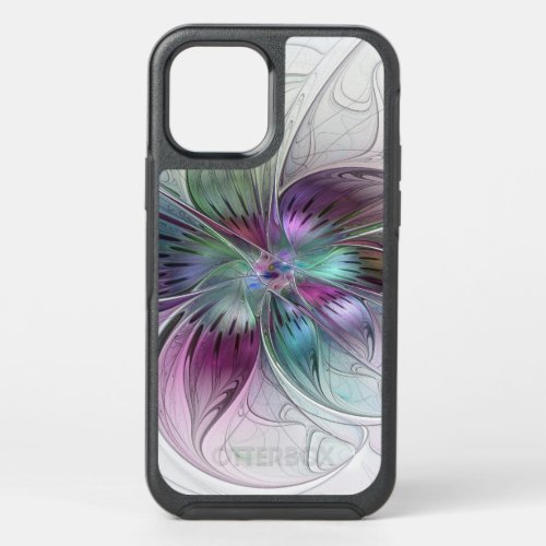 Colorful Abstract Flower Modern Floral Fractal Art OtterBox Symmetry iPhone 12 Case