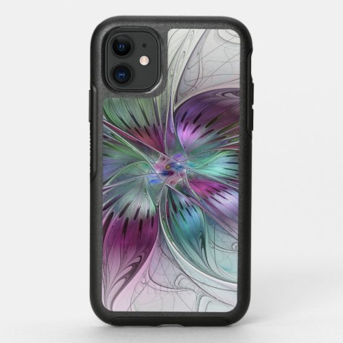 Colorful Abstract Flower Modern Floral Fractal Art OtterBox Symmetry iPhone 11 Case
