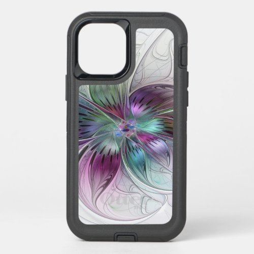 Colorful Abstract Flower Modern Floral Fractal Art OtterBox Defender iPhone 12 Pro Case