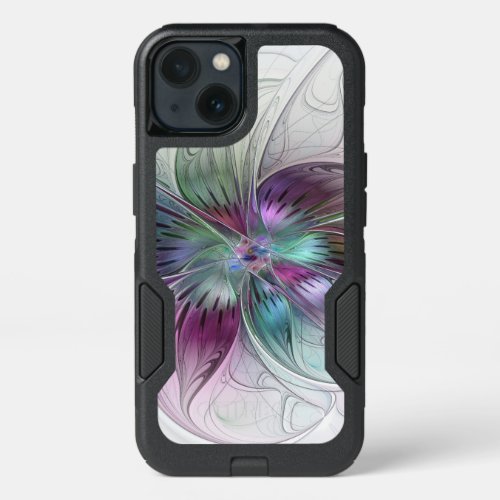 Colorful Abstract Flower Modern Floral Fractal Art iPhone 13 Case