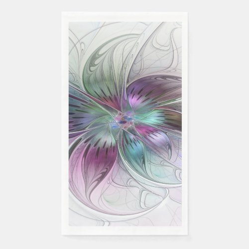 Colorful Abstract Flower Modern Floral Fractal Art Paper Guest Towels