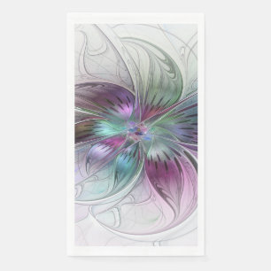 Colorful Abstract Flower Modern Floral Fractal Art Paper Guest Towels