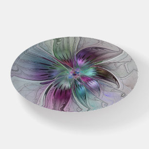 Colorful Abstract Flower Modern Floral Fractal Art Paperweight