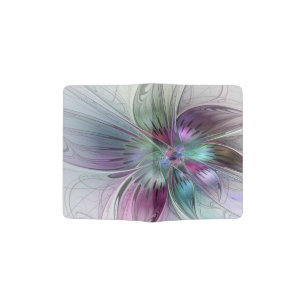 Colorful Abstract Flower Modern Floral Fractal Art Passport Holder