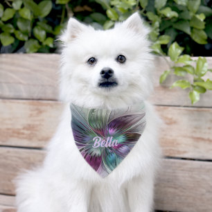 Colorful Abstract Flower Modern Floral Fractal Art Pet Bandana Collar