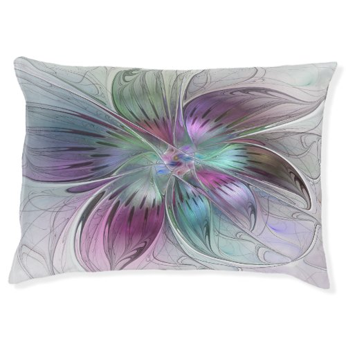 Colorful Abstract Flower Modern Floral Fractal Art Pet Bed