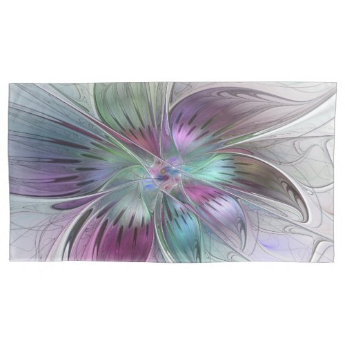 Colorful Abstract Flower Modern Floral Fractal Art Pillow Case