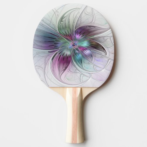 Colorful Abstract Flower Modern Floral Fractal Art Ping Pong Paddle