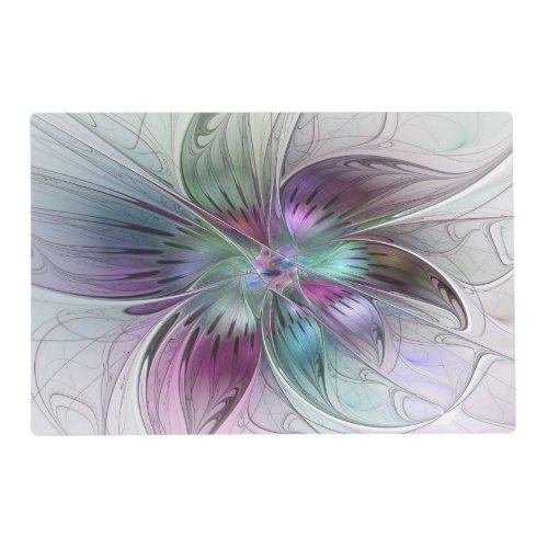 Colorful Abstract Flower Modern Floral Fractal Art Placemat