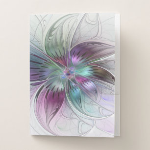 Colorful Abstract Flower Modern Floral Fractal Art Pocket Folder