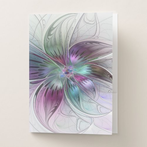 Colorful Abstract Flower Modern Floral Fractal Art Pocket Folder