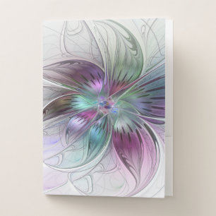 Colorful Abstract Flower Modern Floral Fractal Art Pocket Folder