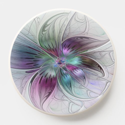 Colorful Abstract Flower Modern Floral Fractal Art PopSocket