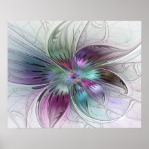 Colorful Abstract Flower Modern Floral Fractal Art