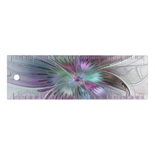 Colorful Abstract Flower Modern Floral Fractal Art Ruler