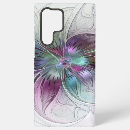 Colorful Abstract Flower Modern Floral Fractal Art Samsung Galaxy S22 Ultra Case