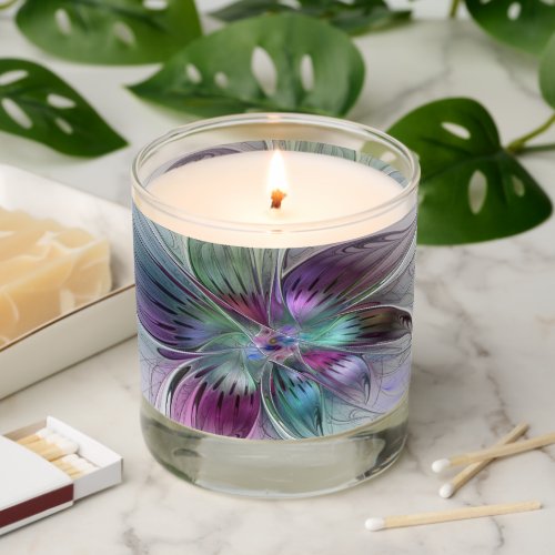 Colorful Abstract Flower Modern Floral Fractal Art Scented Candle