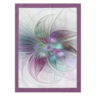 Colorful Abstract Flower Modern Floral Fractal Art Tablecloth