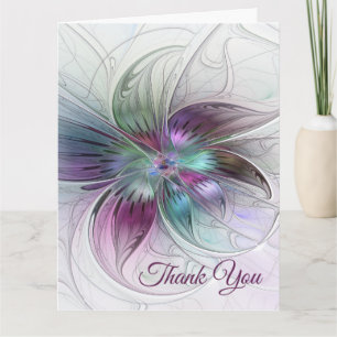 Colorful Abstract Flower Modern Floral Fractal Art Thank You Card