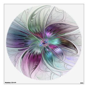 Colorful Abstract Flower Modern Floral Fractal Art Wall Decal