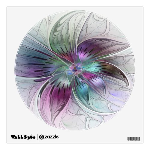 Colorful Abstract Flower Modern Floral Fractal Art Wall Decal