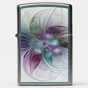 Colorful Abstract Flower Modern Floral Fractal Art Zippo Lighter