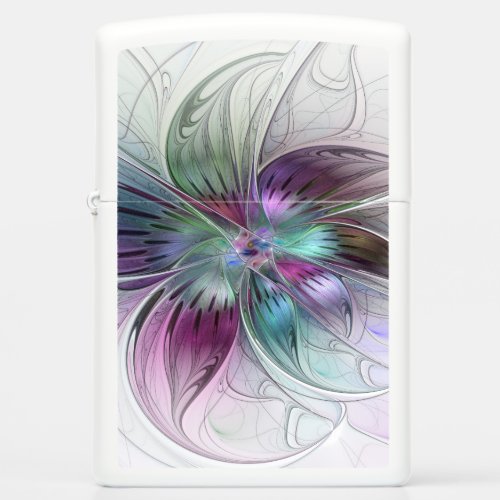 Colorful Abstract Flower Modern Floral Fractal Art Zippo Lighter