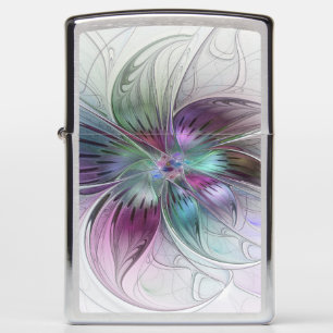 Colorful Abstract Flower Modern Floral Fractal Art Zippo Lighter