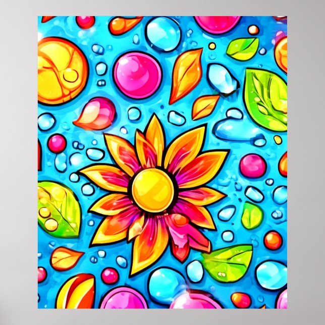 Colorful abstract flower pattern poster (Front)