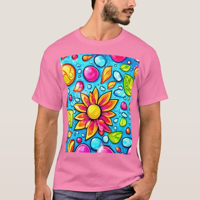 Colorful abstract flower pattern T-Shirt (Front)