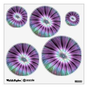 Colorful Abstract Flower Pink Blue Green Fractal Wall Decal