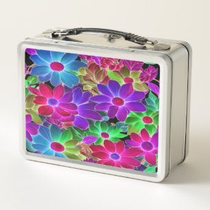 Colorful Abstract Flowers #229 - Metal Lunchbox