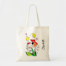 Colorful Abstract Flowers and Your name grey