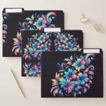 Colorful Abstract Flowers File Folders