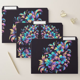 Colorful Abstract Flowers File Folders