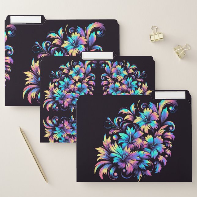 Colorful Abstract Flowers File Folders (Set)