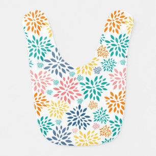 Colorful abstract flowers pattern baby bib